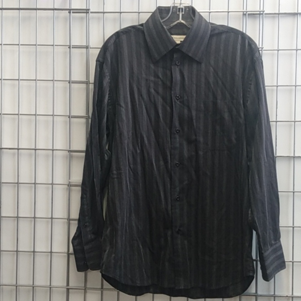Wilke Rodriguez Men's Long sleeve dress shirt Med Black/White, Gray stripes